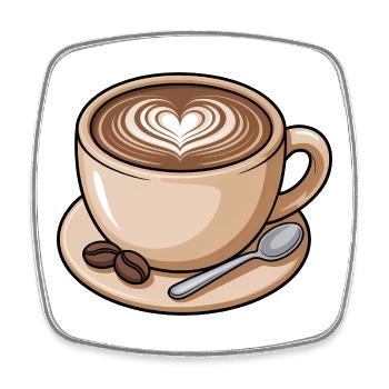 Herzförmige Latte Art Kaffeetasse - Viereckiger Kühlschrankmagnet - Weiß - Vorne
