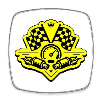 Racing Rennflagge Auspuff Tacho - Viereckiger Kühlschrankmagnet - Weiß - Vorne