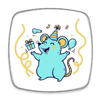 Festive Time with Hat and Balloons - Square fridge magnet - white - Front
