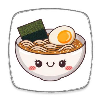 Cute Kawaii Ramen Bowl - Square fridge magnet - white - Front