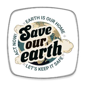 Save our Earth - Square fridge magnet - white - Front