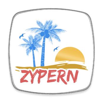 Tropische Palmen Sonnenuntergang von Zypern - Viereckiger Kühlschrankmagnet - Weiß - Vorne