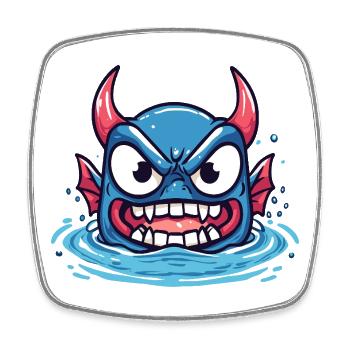 Démon de l’eau féroce - Magnet carré - blanc - Devant
