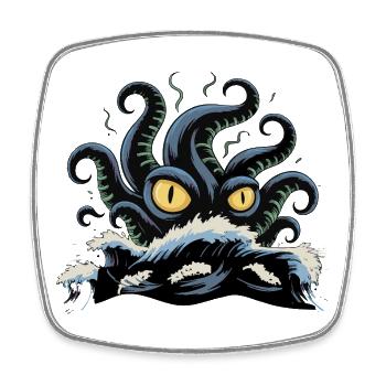Tentacled Abyssal Beast Illustration - Square fridge magnet - white - Front