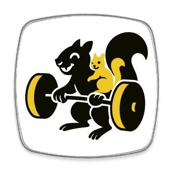 Power-Hörnchen - Viereckiger Kühlschrankmagnet - Weiß - Vorne