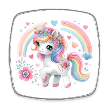 Unicorn Kids Flowers Girls Mythical Animal - Square fridge magnet - white - Front