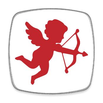 Romantic Cupid Silhouette Design - Square fridge magnet - white - Front