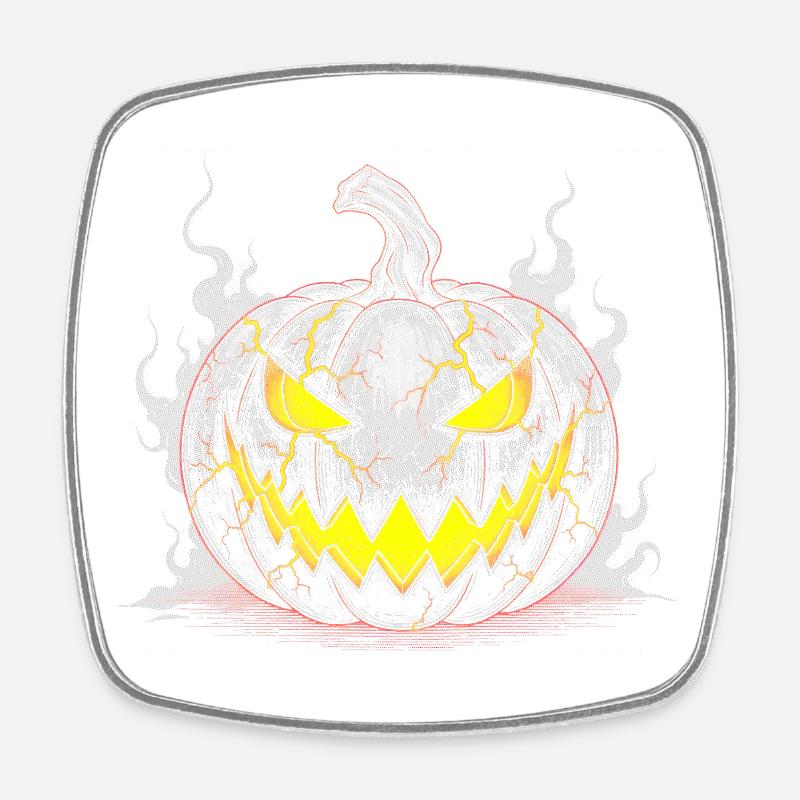 Evil Lightning Pumpkin - Square fridge magnet - white