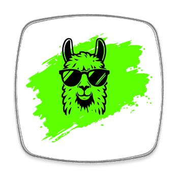 Llama or alpaca with sunglasses in neon style - Square fridge magnet - white - Front