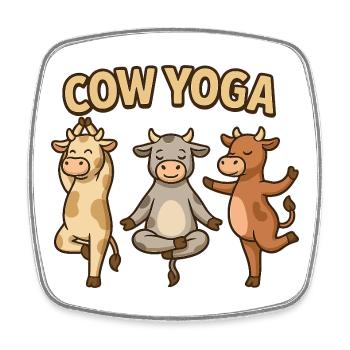 Illustration de yoga de vache - Magnet carré - blanc - Devant