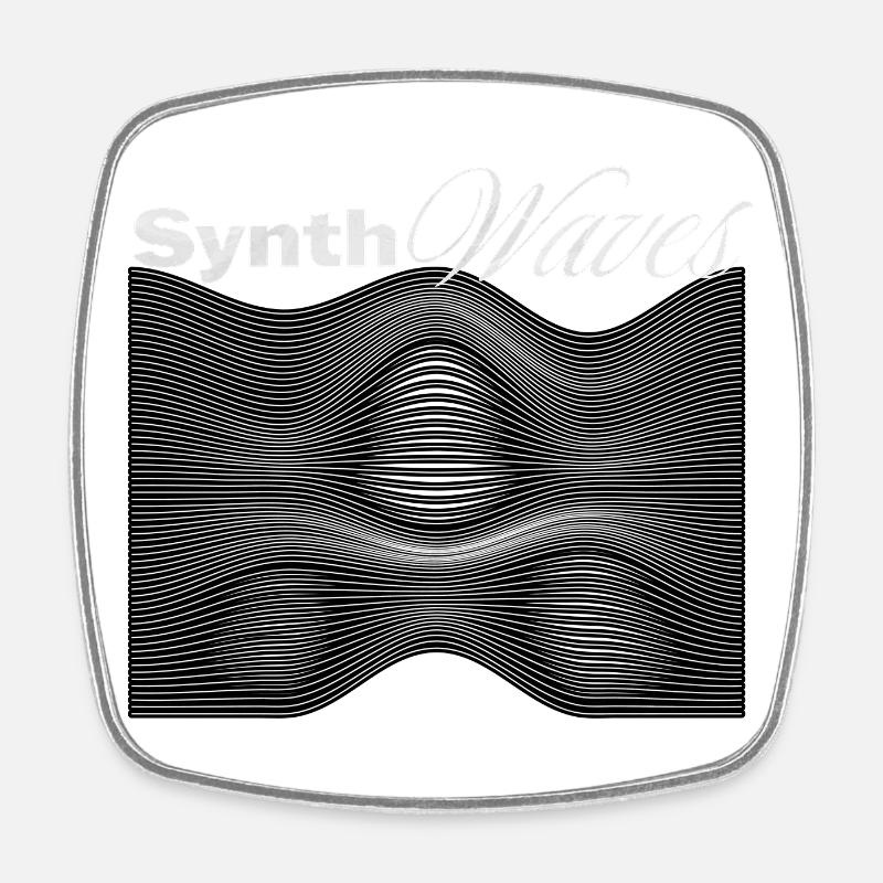 Synth waves Synthesizer  - Viereckiger Kühlschrankmagnet - Weiß