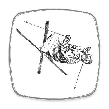 Mogul skiing - Square fridge magnet - white - Front