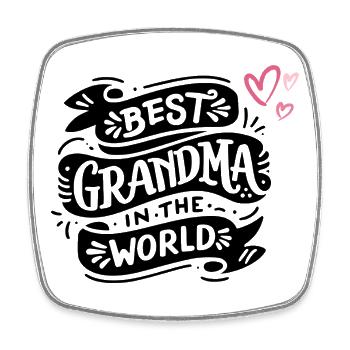 Made with Love – Heart Design Baby & Family - Square fridge magnet - white - Front
