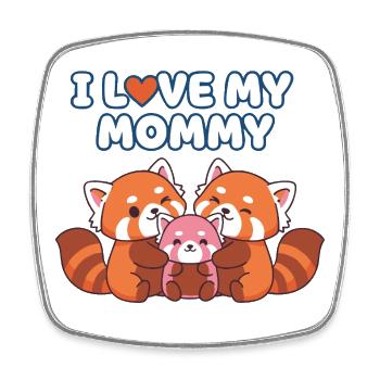 Adorable Red Panda Family Love Design - Square fridge magnet - white - Front