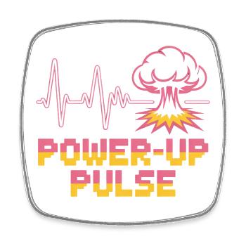 Power Up Pulse Pop Culture Retro Video Game - Square fridge magnet - white - Front