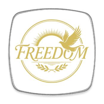 Design d’oiseau Liberty avec rayons de soleil - Magnet carré - blanc - Devant