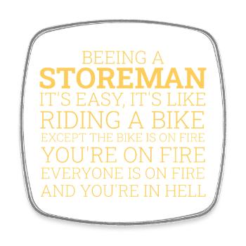Storeman Riding A Bike - Viereckiger Kühlschrankmagnet - Weiß - Vorne