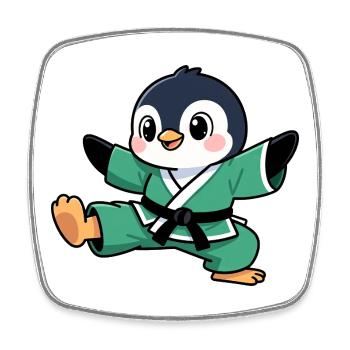 Cute Penguin Karate Comic Kids Martial Arts - Square fridge magnet - white - Front