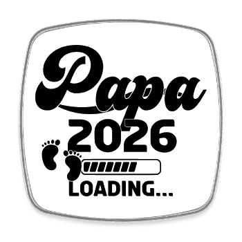Papa 2026 Loading - Square fridge magnet - white - Front