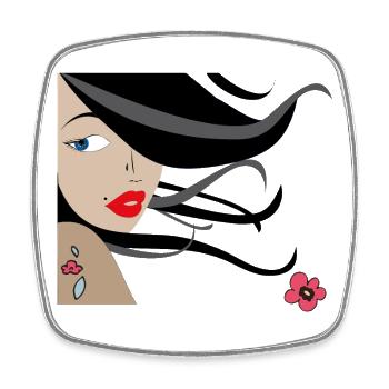 Elegant woman with flowers and tattoos - Square fridge magnet - white - Front
