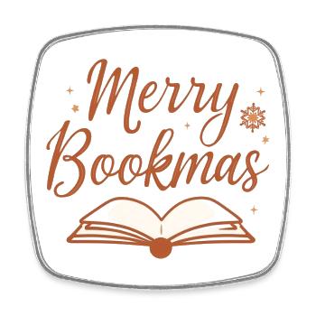 Merry Bookmas Fine Line Buch Design - Viereckiger Kühlschrankmagnet - Weiß - Vorne