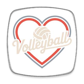 Volleyball Heart Volleyball Players - Square fridge magnet - white - Front