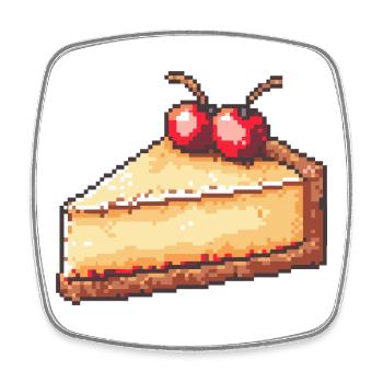 Pixel Cheesecake Cherry Slice - Viereckiger Kühlschrankmagnet - Weiß - Vorne