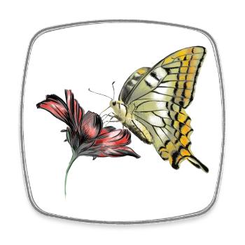 Papillon en fleurs - Magnet carré - blanc - Devant