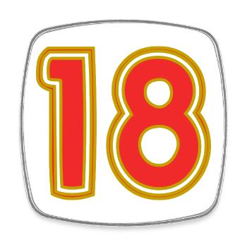 18. 18 JAHRE ALT. 18-JÄHRIGES JUBILÄUM. 18. GEBURTSTAG. - Viereckiger Kühlschrankmagnet - Weiß - Vorne