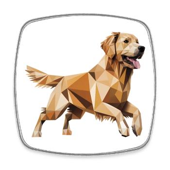 Golden Retriever - Cool Low Poly  Logo - Square fridge magnet - white - Front