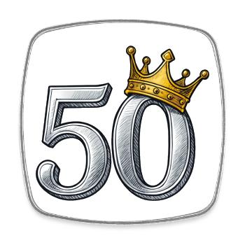 50. Geburtstag Gold Krone Geschenkidee - Viereckiger Kühlschrankmagnet - Weiß - Vorne