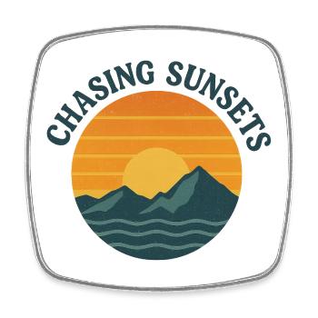 Chasing Sunsets - Square fridge magnet - white - Front