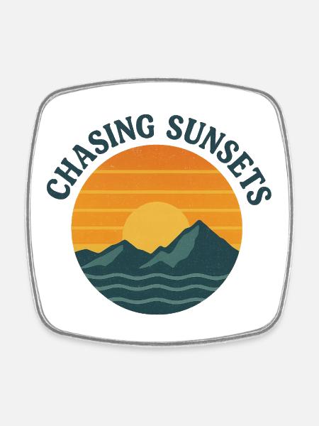 Chasing Sunsets - Square fridge magnet - white