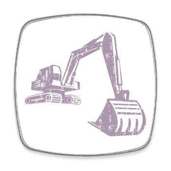 Bagger Silhouette Bauarbeiter Grunge Design - Viereckiger Kühlschrankmagnet - Weiß - Vorne