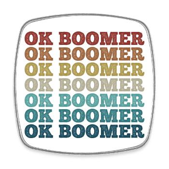 Retro Regenbogen Boomer - Viereckiger Kühlschrankmagnet - Weiß - Vorne