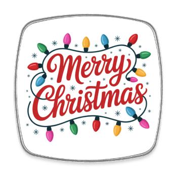 Merry Christmas Luminous String Lights - Square fridge magnet - white - Front