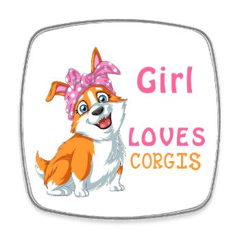 Juste une fille qui adore la chemise corgis - Magnet carré - blanc - Devant