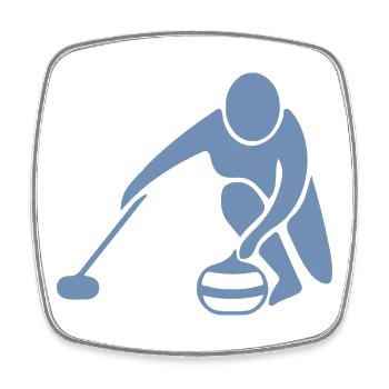 Minimalist Curling Silhouette Sport - Square fridge magnet - white - Front