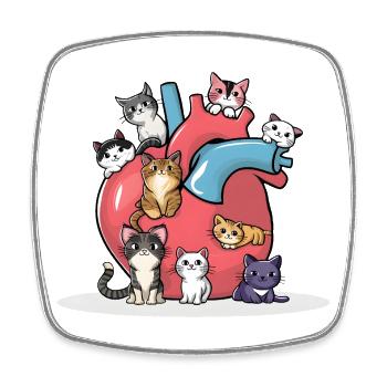 Cat Love Geschenk für Katzenfan - Viereckiger Kühlschrankmagnet - Weiß - Vorne