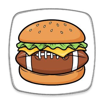Football fast-food dessin animé humour - Magnet carré - blanc - Devant