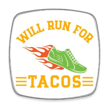Running Will Run For Tacos Marathon Runner - Square fridge magnet - white - Front