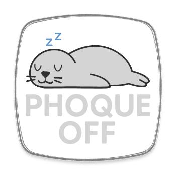 Seal Off – Funny and quirky word play - Square fridge magnet - white - Front