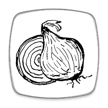 Onion Power – Zwiebel mit Charakter - Viereckiger Kühlschrankmagnet - Weiß - Vorne