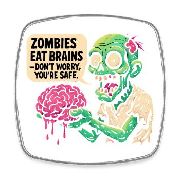 Zombie Gehirn Spaß Retro - Viereckiger Kühlschrankmagnet - Weiß - Vorne