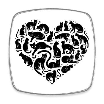 Katzen Form Liebe Herz  - Viereckiger Kühlschrankmagnet - Weiß - Vorne