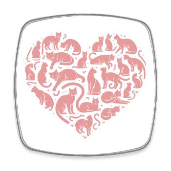 Katzen herz Silhouette Rosa - Viereckiger Kühlschrankmagnet - Weiß - Vorne