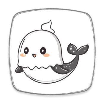 Wal Halloween Geist - Viereckiger Kühlschrankmagnet - Weiß - Vorne