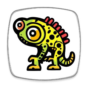 Caméléon Halloween Bande dessinée drôle - Magnet carré - blanc - Devant
