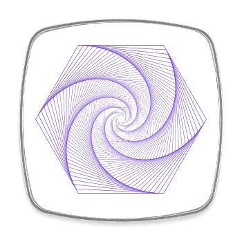 Spirale im hexagonalen Muster - Viereckiger Kühlschrankmagnet - Weiß - Vorne