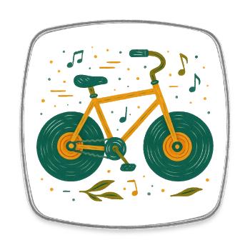 Melodic Vintage Bicycle Doodle - Square fridge magnet - white - Front